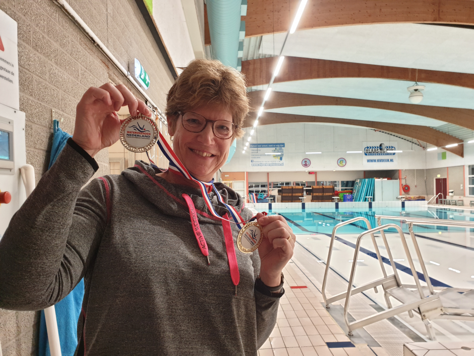 Gerlinde met haar medailles